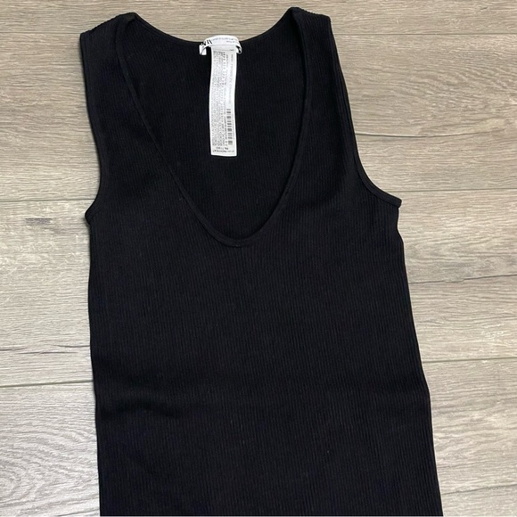 ZARA Limitless Contour Collection Ribbed Seamless Long Jumpsuit Black Sz XS/S - Picture 4 of 10
